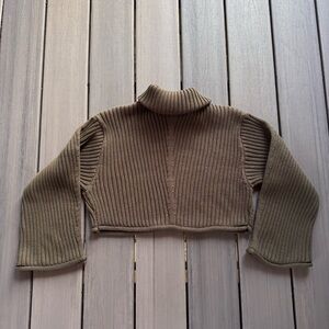 Zara Women’s Ribbed Knit Cropped Cowl Turtleneck 100% Acrylic Sweater Size Small